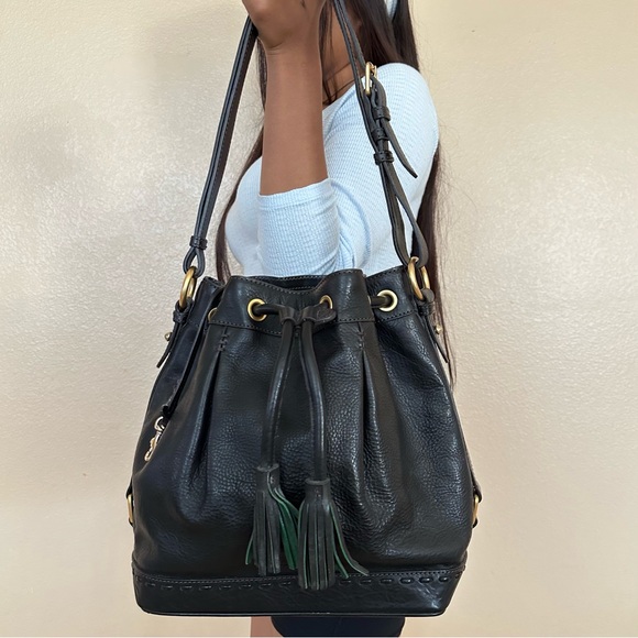 Authentic Dooney & Bourke Leather Drawstring Bag - Picture 2 of 15